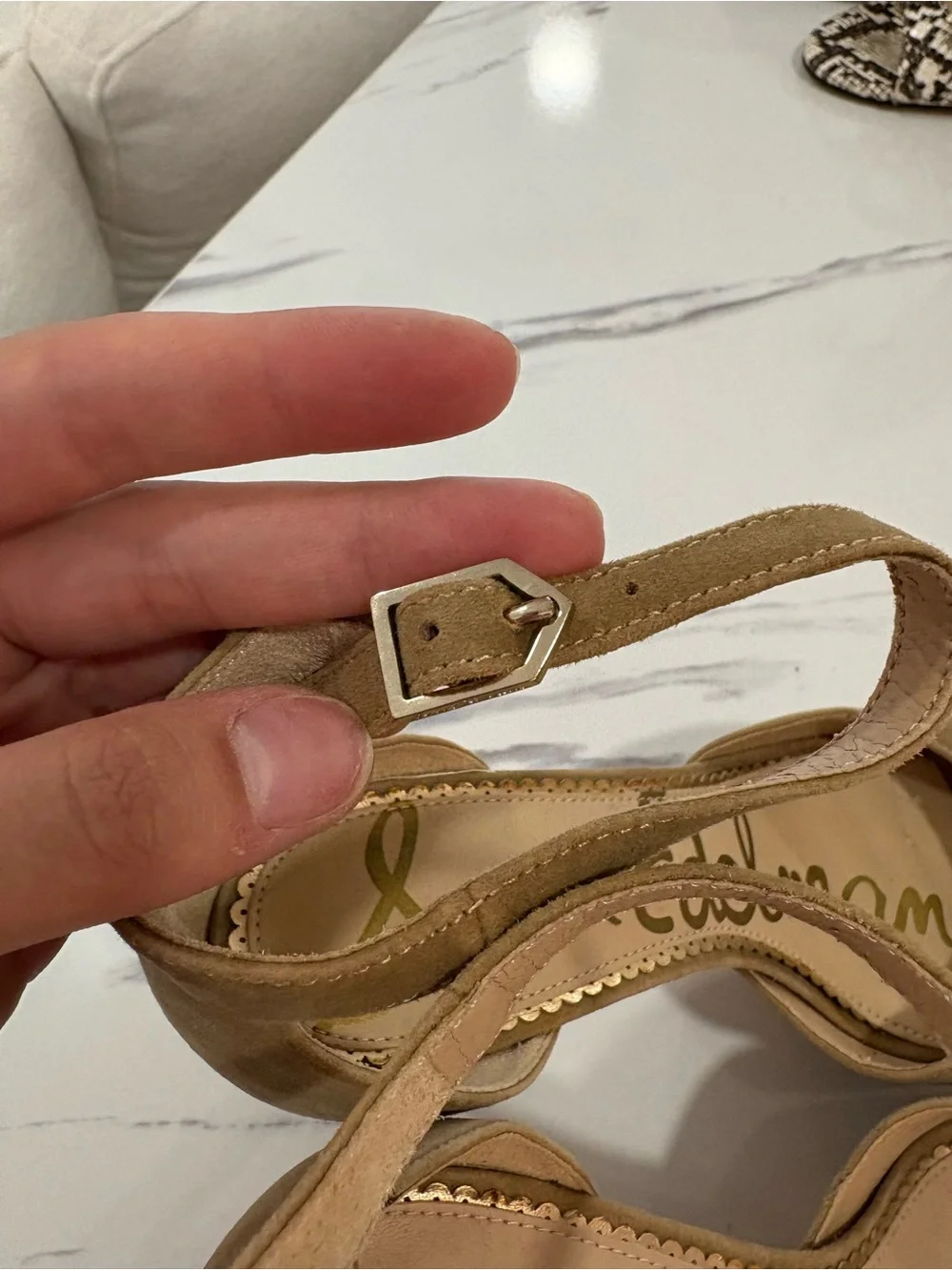 Sam Edelman Taupe Suede Platform Sandal